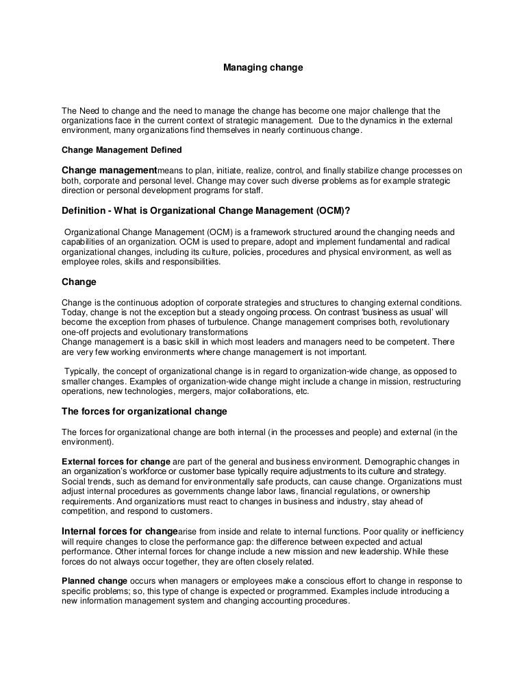 organizational change definition change in business environment example